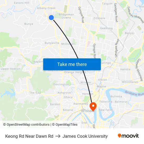 Keong Rd Near Dawn Rd to James Cook University map