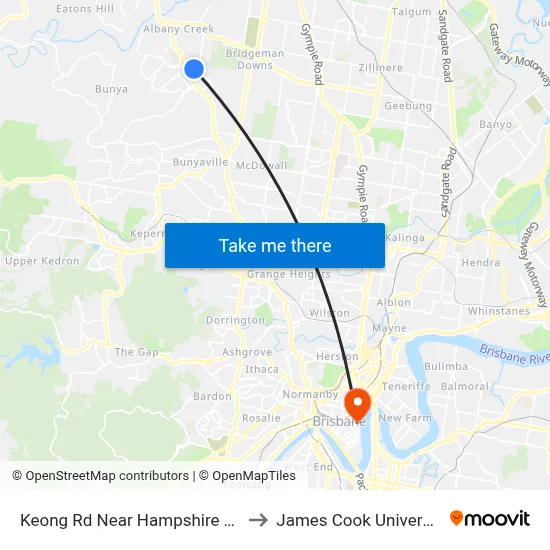 Keong Rd Near Hampshire Tce to James Cook University map