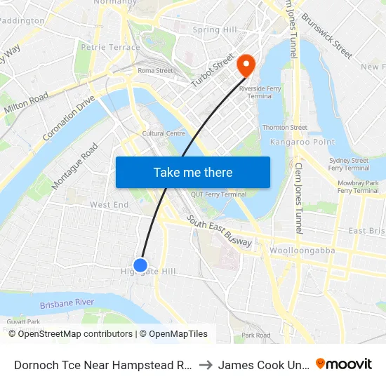 Dornoch Tce Near Hampstead Road, Stop 21 to James Cook University map