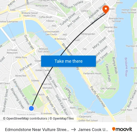 Edmondstone Near Vulture Street Hail 'N' Ride to James Cook University map