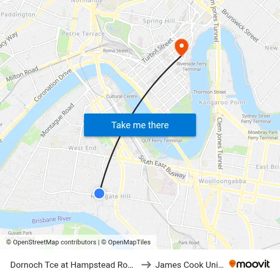 Dornoch Tce at Hampstead Road, Stop 21 to James Cook University map