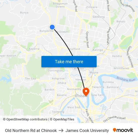 Old Northern Rd at Chinook to James Cook University map
