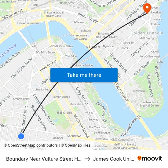 Boundary Near Vulture Street Hail 'N' Ride to James Cook University map