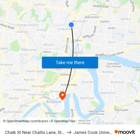 Chalk St Near Challis Lane, Stop 20 to James Cook University map