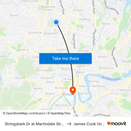 Stringybark Dr at Martindale Street, Stop 47 to James Cook University map