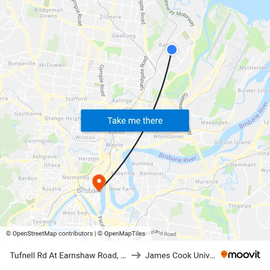 Tufnell Rd At Earnshaw Road, Stop 32 to James Cook University map