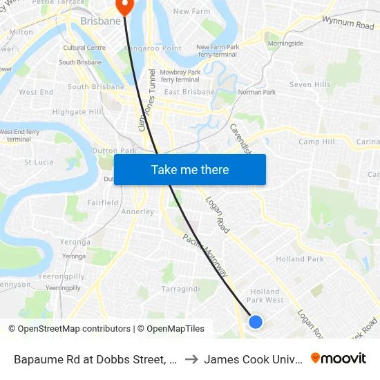 Bapaume Rd at Dobbs Street, Stop 63 to James Cook University map