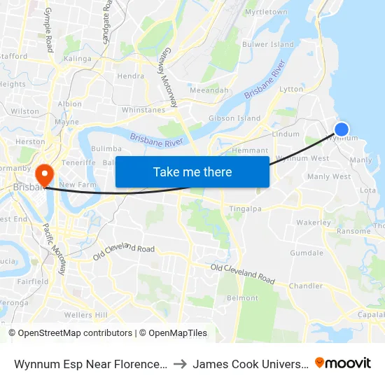 Wynnum Esp Near Florence St to James Cook University map
