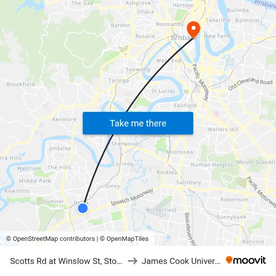 Scotts Rd at Winslow St, Stop 66 to James Cook University map