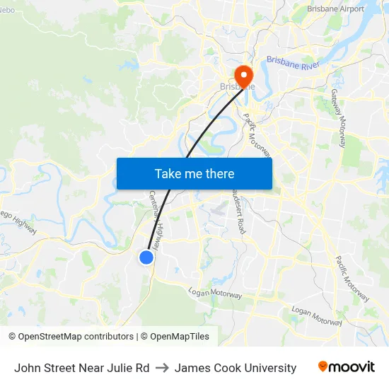 John Street Near Julie Rd to James Cook University map