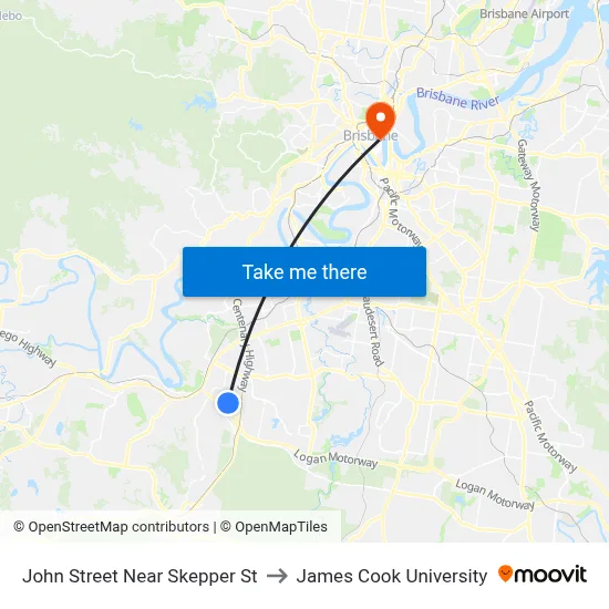 John Street Near Skepper St to James Cook University map