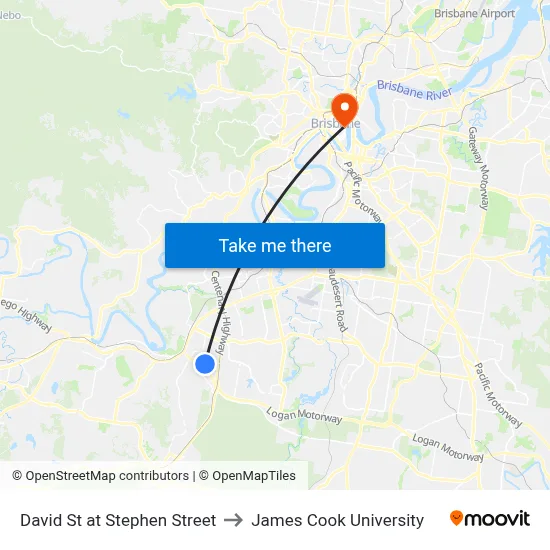 David St at Stephen Street to James Cook University map