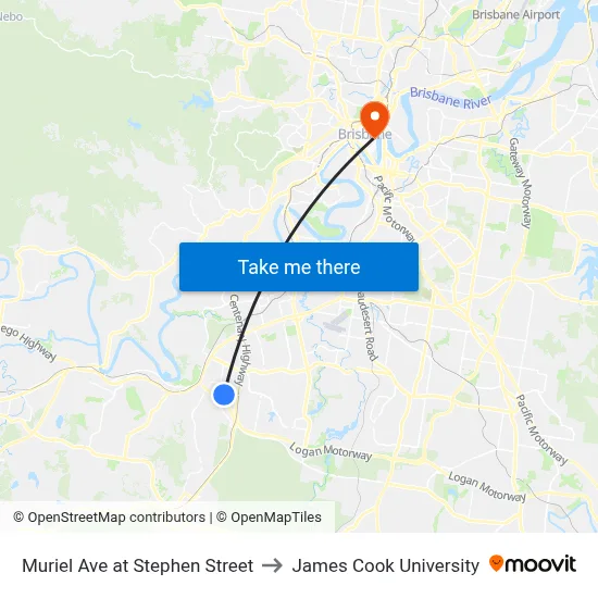 Muriel Ave at Stephen Street to James Cook University map