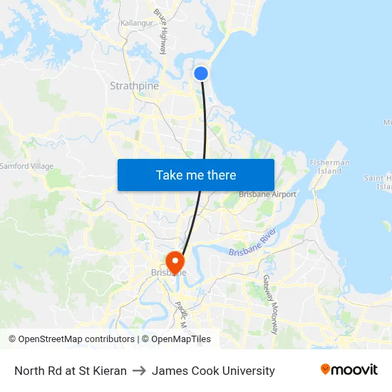 North Rd at St Kieran to James Cook University map