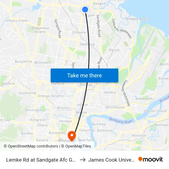Lemke Rd at Sandgate Afc Ground to James Cook University map