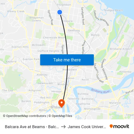 Balcara Ave at Beams - Balcara to James Cook University map