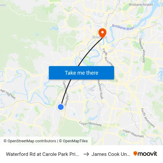 Waterford Rd at Carole Park Primary School to James Cook University map