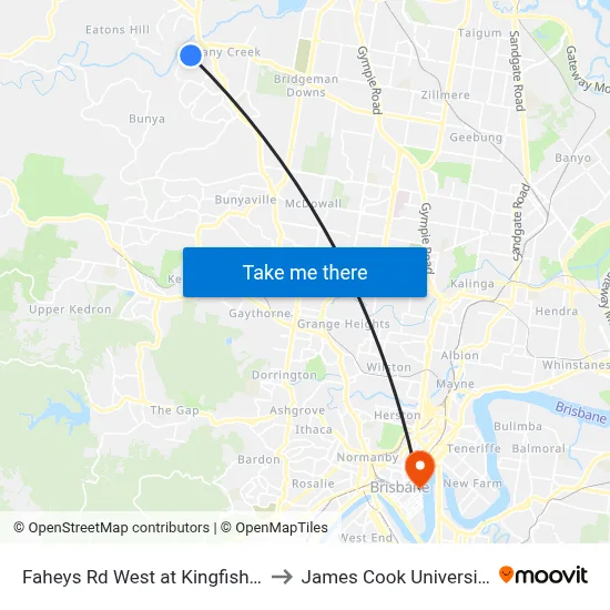 Faheys Rd West at Kingfisher to James Cook University map