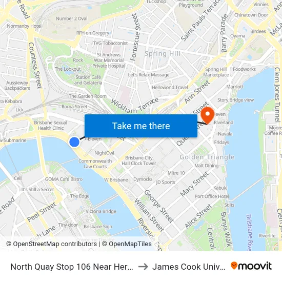 North Quay Stop 106 Near Herschel St to James Cook University map