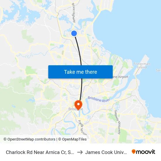 Charlock Rd Near Arnica Cr, Stop 55 to James Cook University map