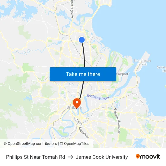 Phillips St Near Tomah Rd to James Cook University map