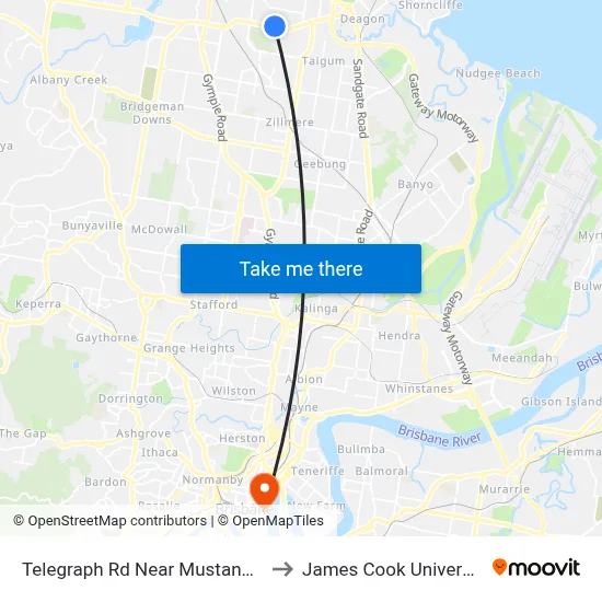 Telegraph Rd Near Mustang St to James Cook University map