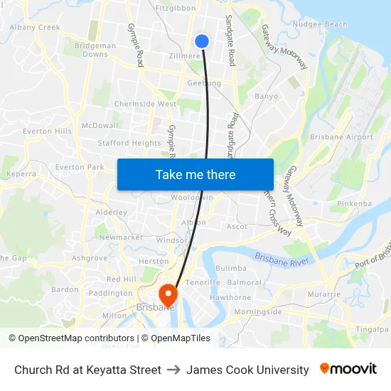 Church Rd at Keyatta Street to James Cook University map