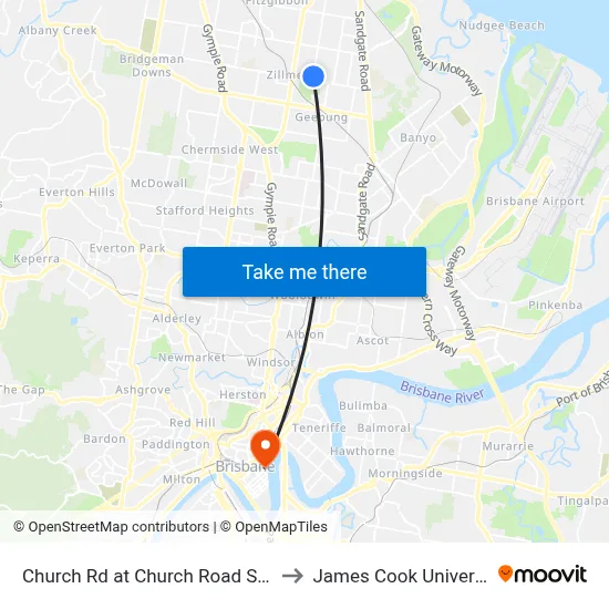 Church Rd at Church Road South to James Cook University map