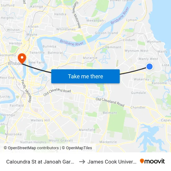 Caloundra St at Janoah Gardens to James Cook University map