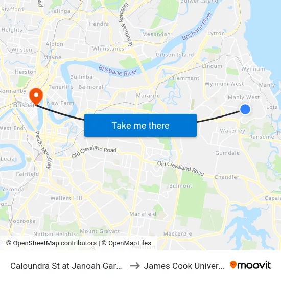 Caloundra St at Janoah Gardens to James Cook University map
