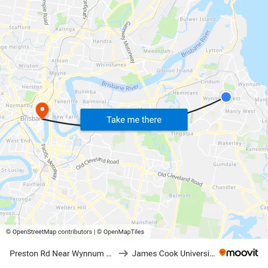 Preston Rd Near Wynnum Rd to James Cook University map