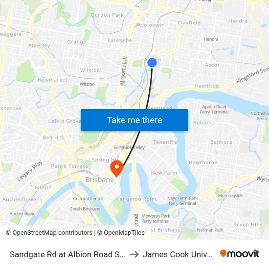 Sandgate Rd at Albion Road Stop 18 to James Cook University map