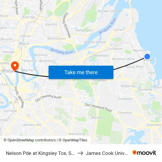 Nelson Pde at Kingsley Tce, Stop 89 to James Cook University map