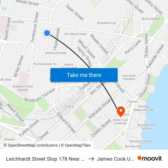 Leichhardt Street Stop 178 Near Little Edward St to James Cook University map