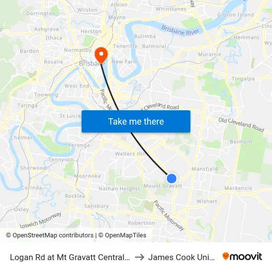 Logan Rd at Mt Gravatt Central, Stop 37 to James Cook University map