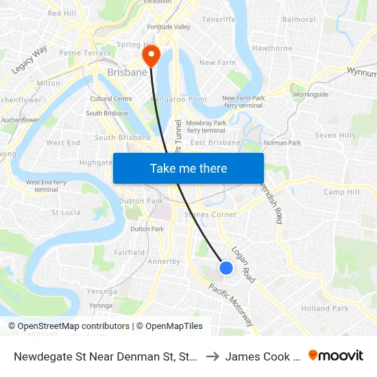 Newdegate St Near Denman St, Stop 22 - Temp Closure to James Cook University map