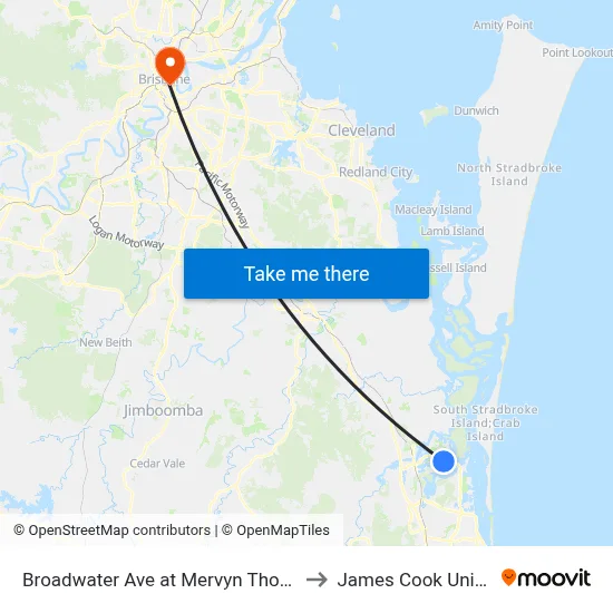 Broadwater Ave at Mervyn Thomas Drive to James Cook University map