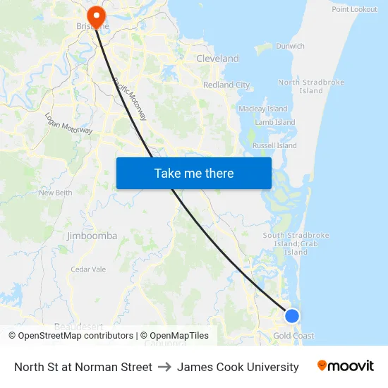 North St at Norman Street to James Cook University map