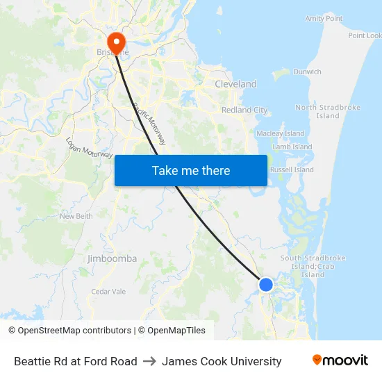 Beattie Rd at Ford Road to James Cook University map