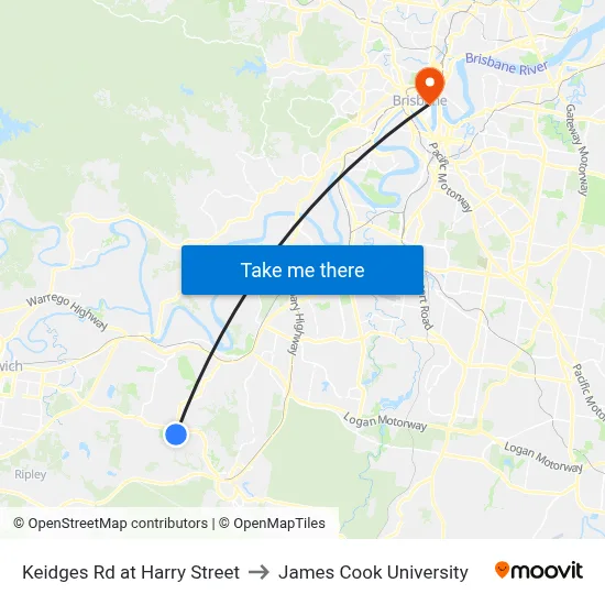 Keidges Rd at Harry Street to James Cook University map
