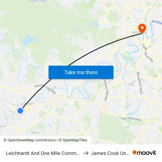 Leichhardt And One Mile Community Centre to James Cook University map