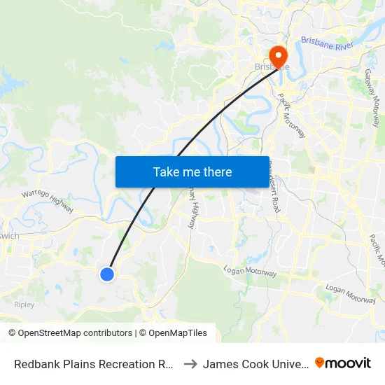 Redbank Plains Recreation Reserve to James Cook University map