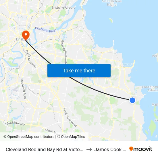 Cleveland Redland Bay Rd at Victoria Point High School to James Cook University map