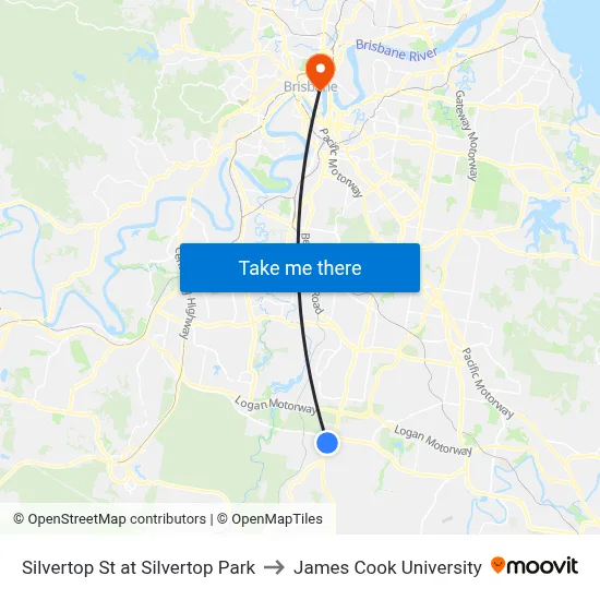 Silvertop St at Silvertop Park to James Cook University map