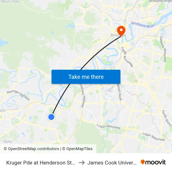 Kruger Pde at Henderson Street to James Cook University map