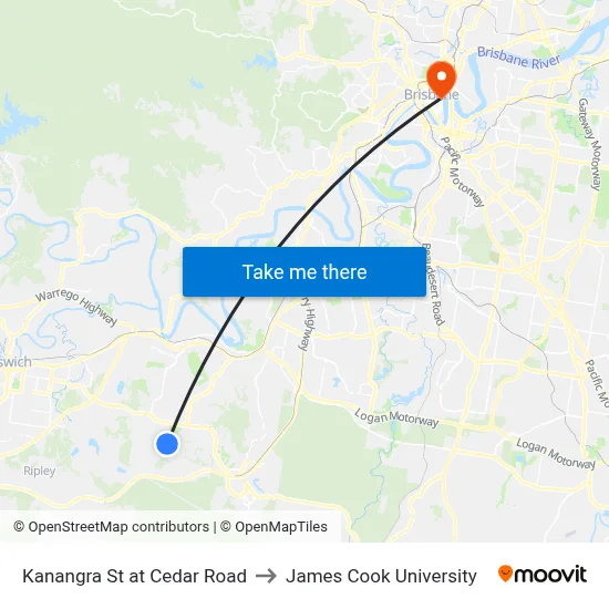 Kanangra St at Cedar Road to James Cook University map