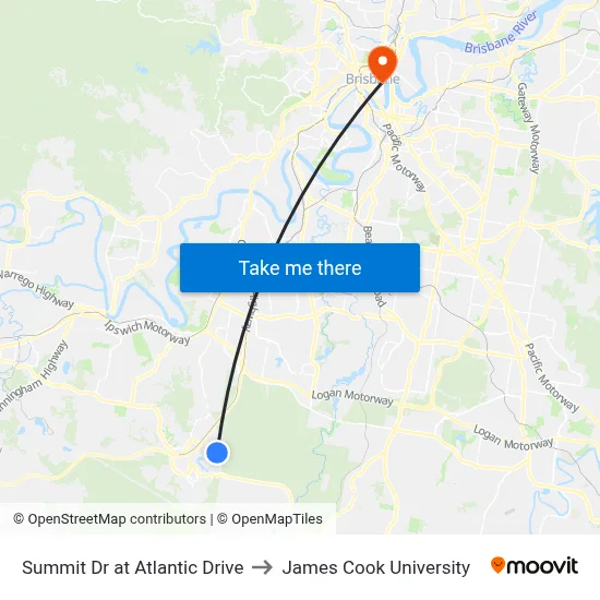 Summit Dr at Atlantic Drive to James Cook University map
