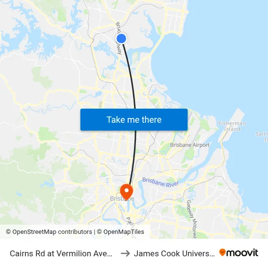 Cairns Rd at Vermilion Avenue to James Cook University map