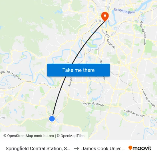 Springfield Central Station, Stop A to James Cook University map