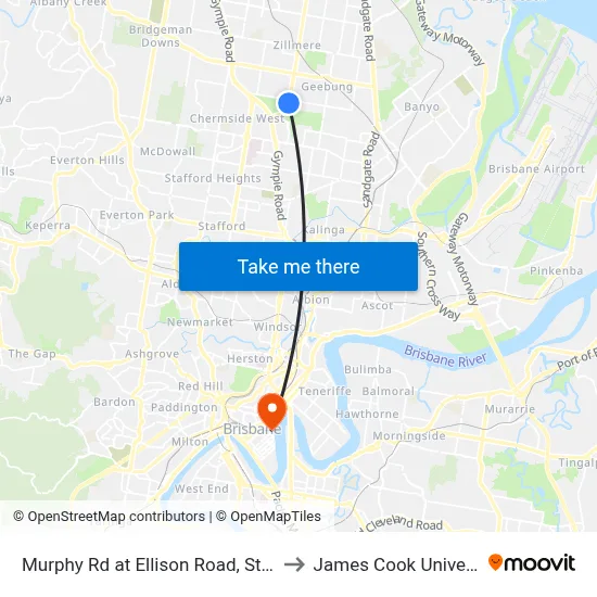 Murphy Rd at Ellison Road, Stop 41 to James Cook University map